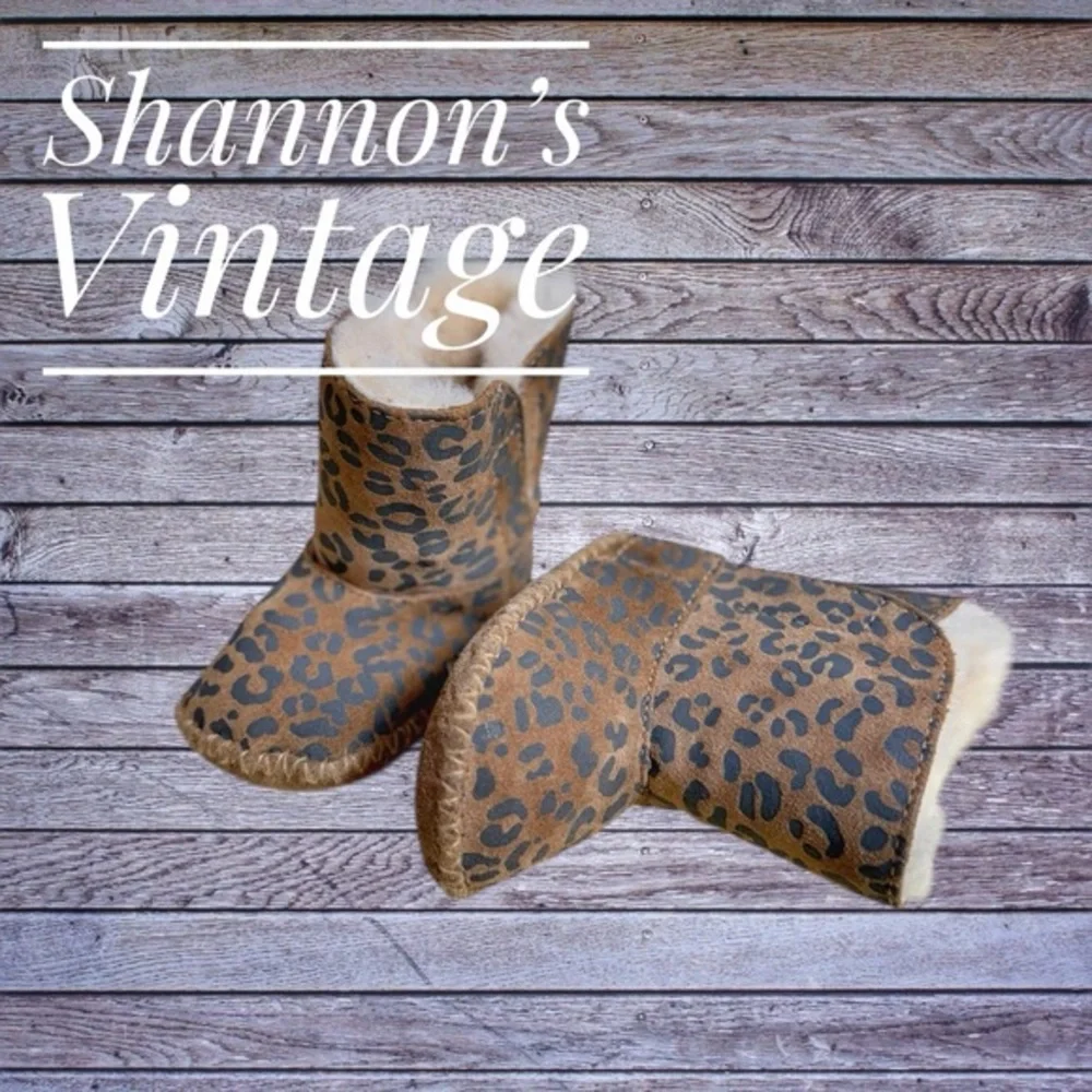 UGG Australia Cassie Leopard Brown Baby size 2/3 Shearling Lined Booties